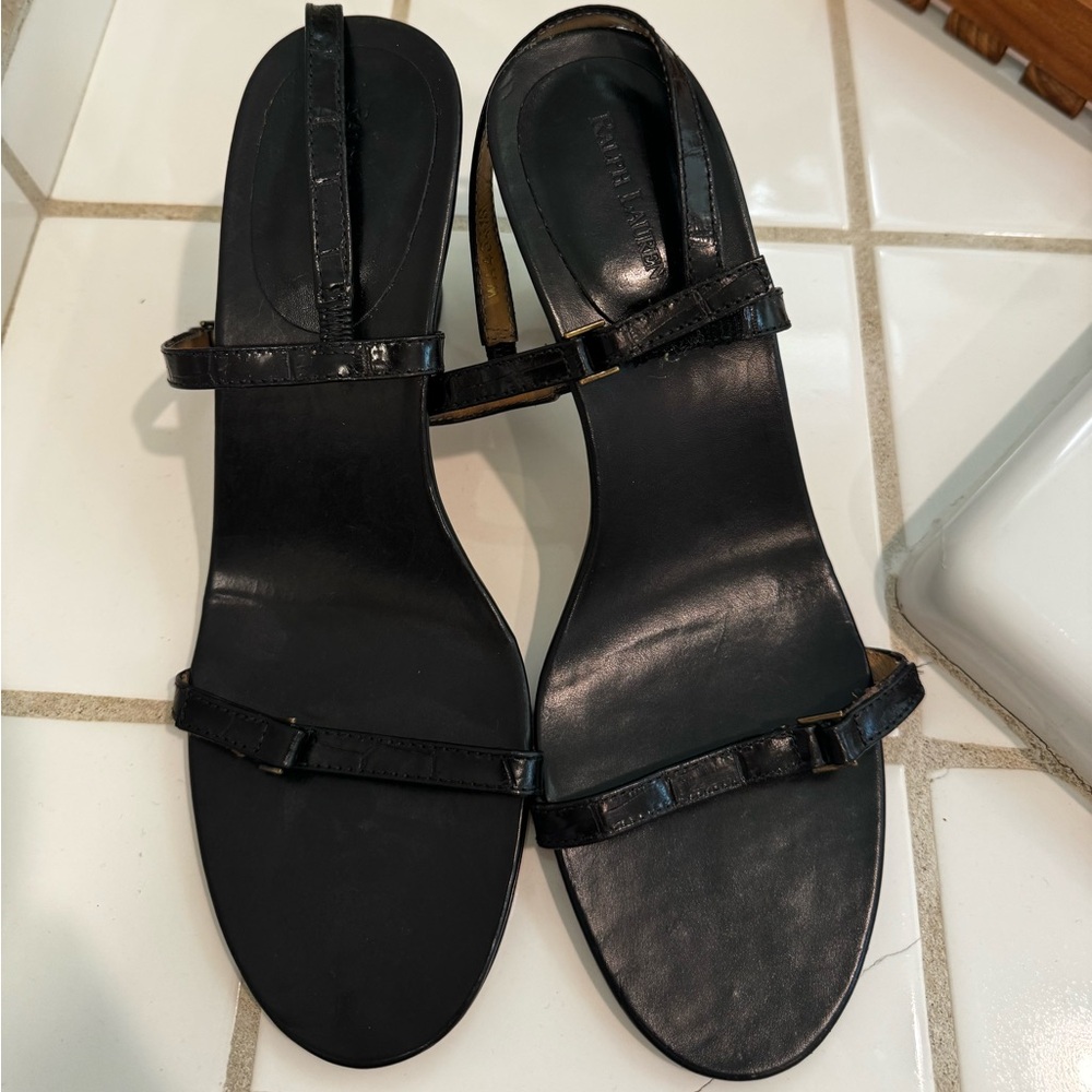 Ralph Lauren Glossy Black Sandals